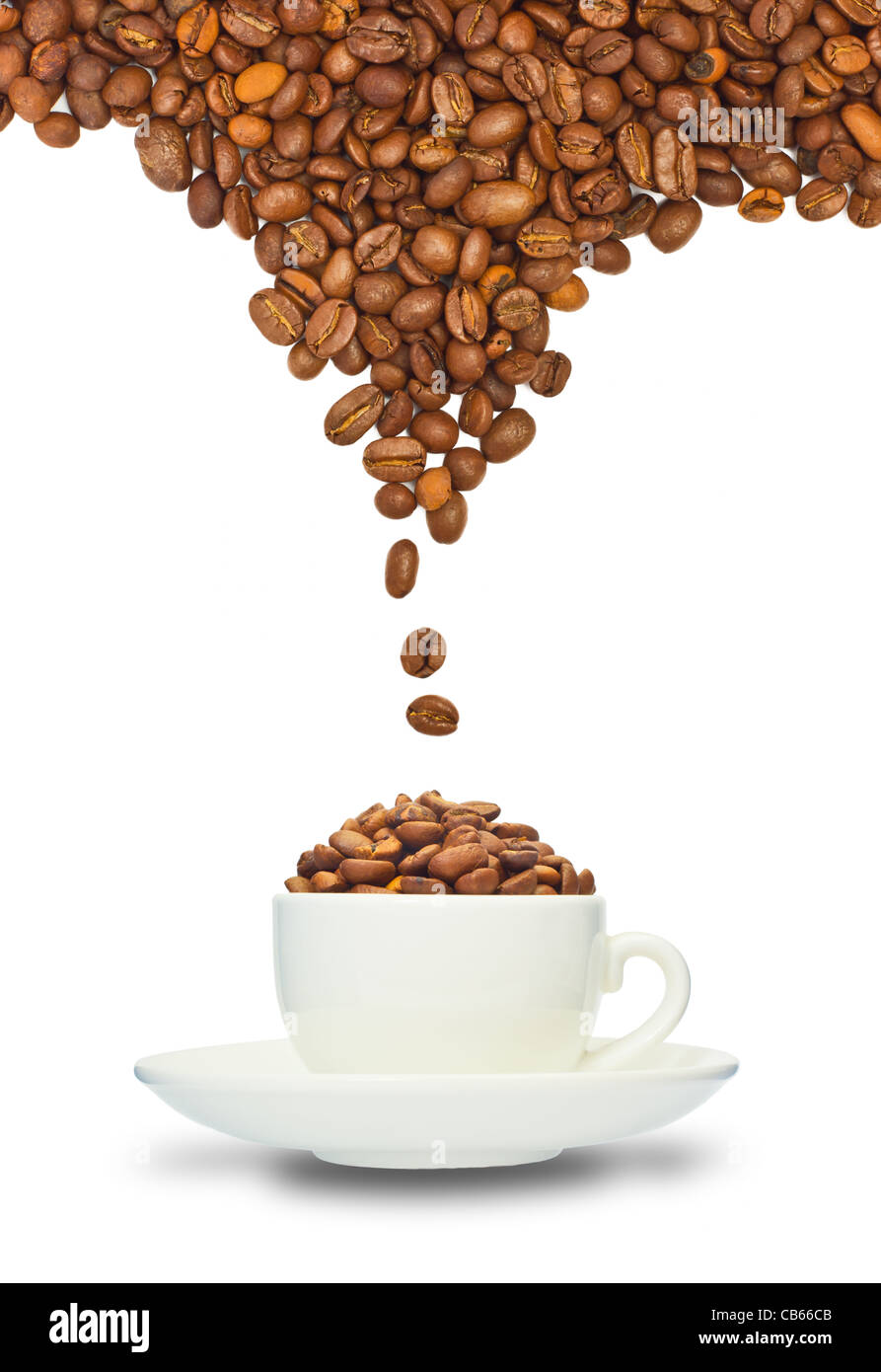 Cup with coffee beans isolated on white background Stock Photo - Alamy