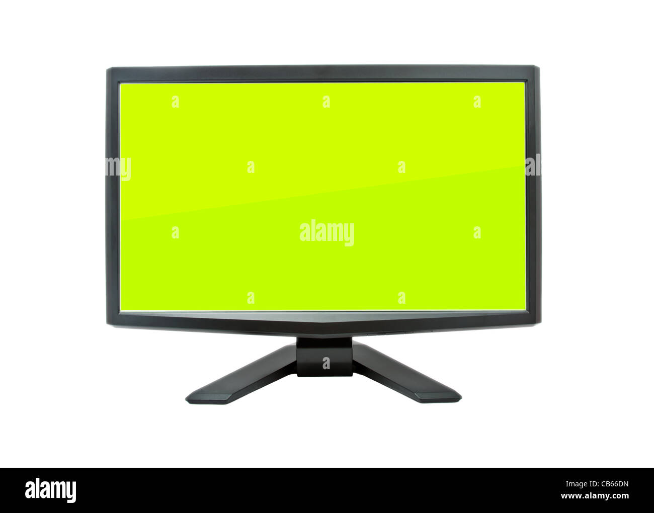 Computer monitor with green flat wide screen isolated on white Stock Photo