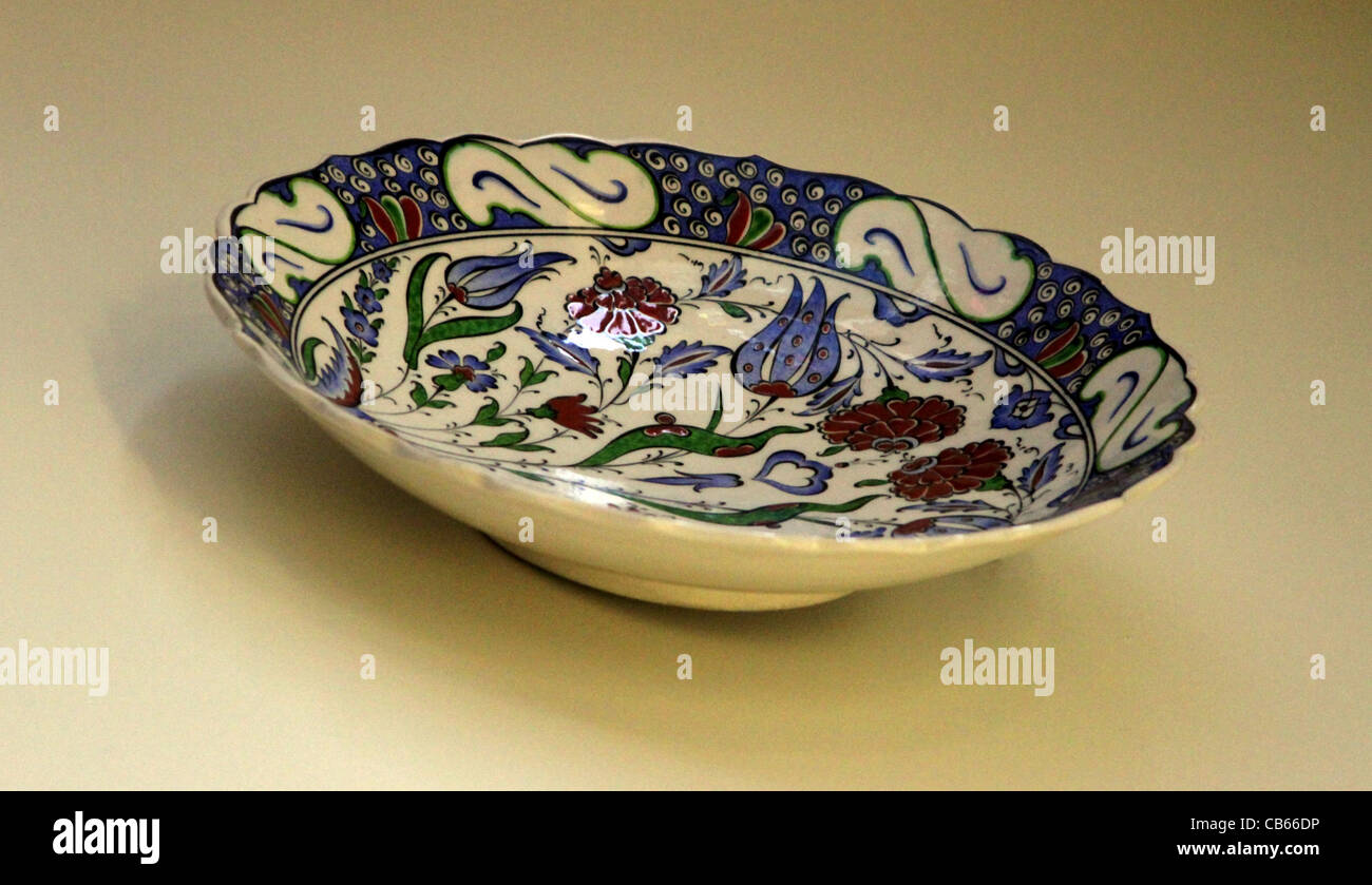 Porcelain Dish Vivid Colours and ornament Stock Photo