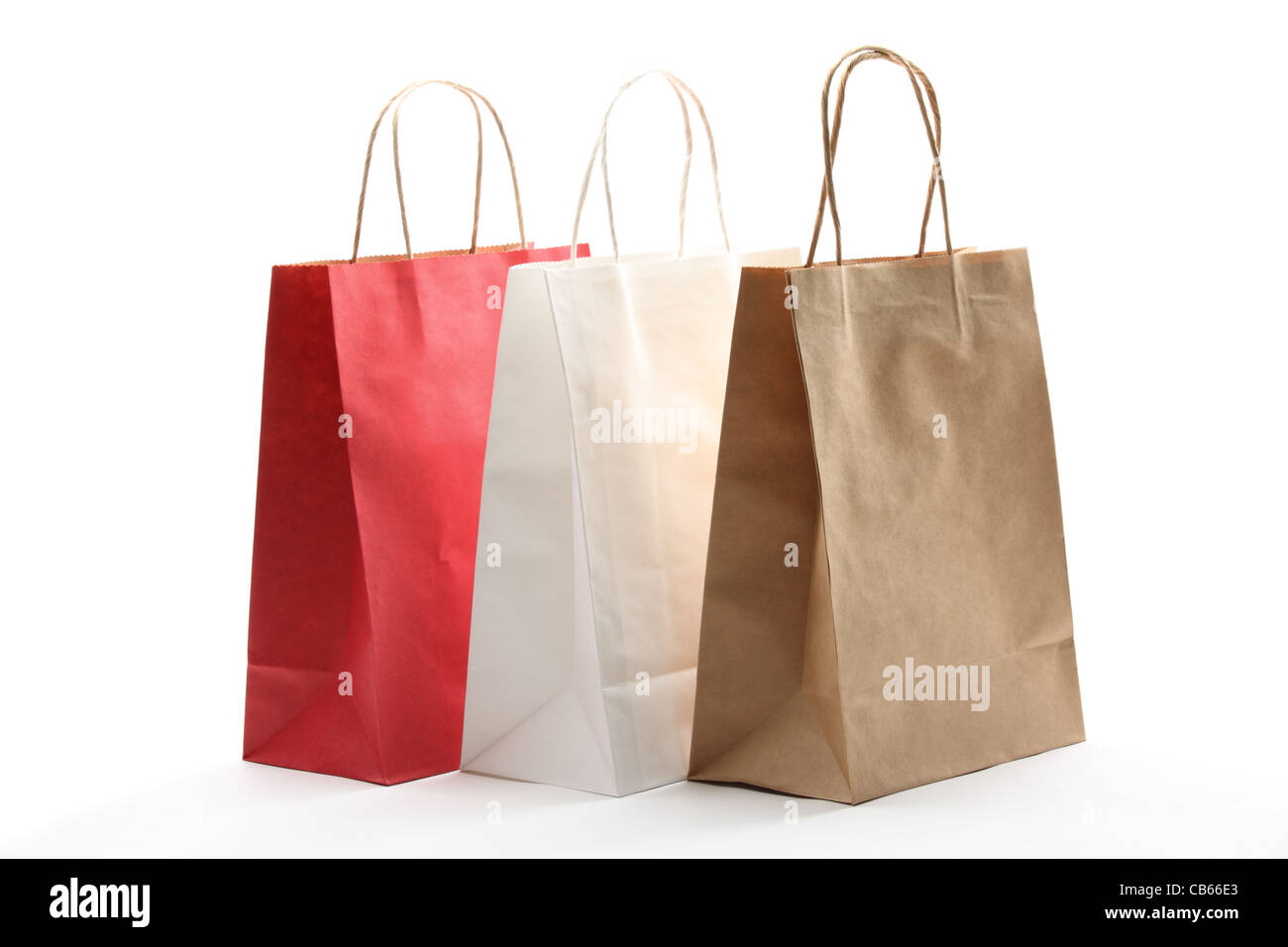 Paper shopping bags on white background. Stock Photo
