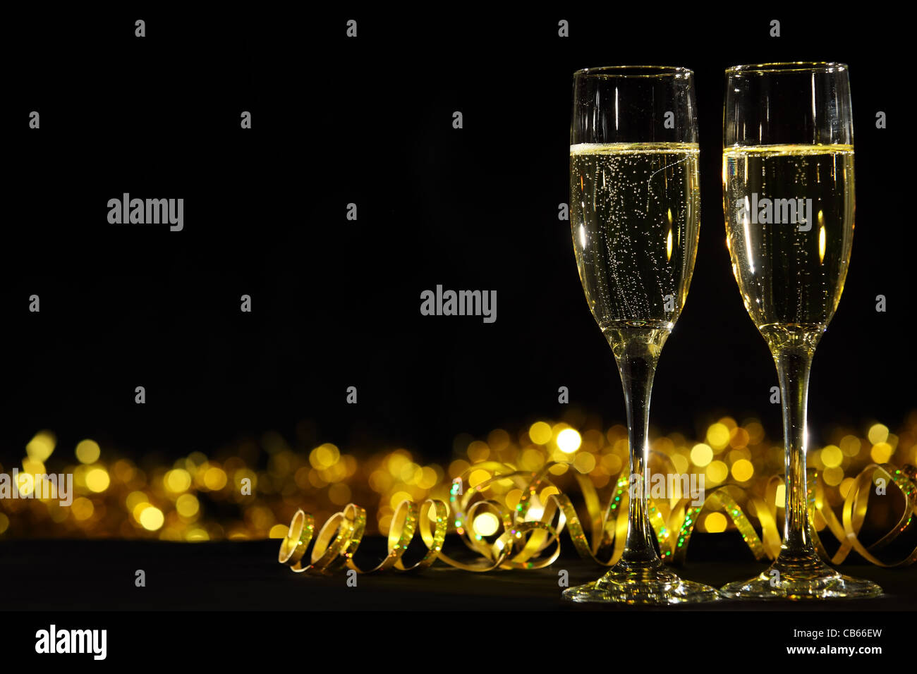 Glasses of champagne in holiday setting Stock Photo