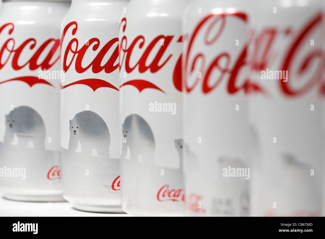 The Coca-Cola polar bear can.  Stock Photo