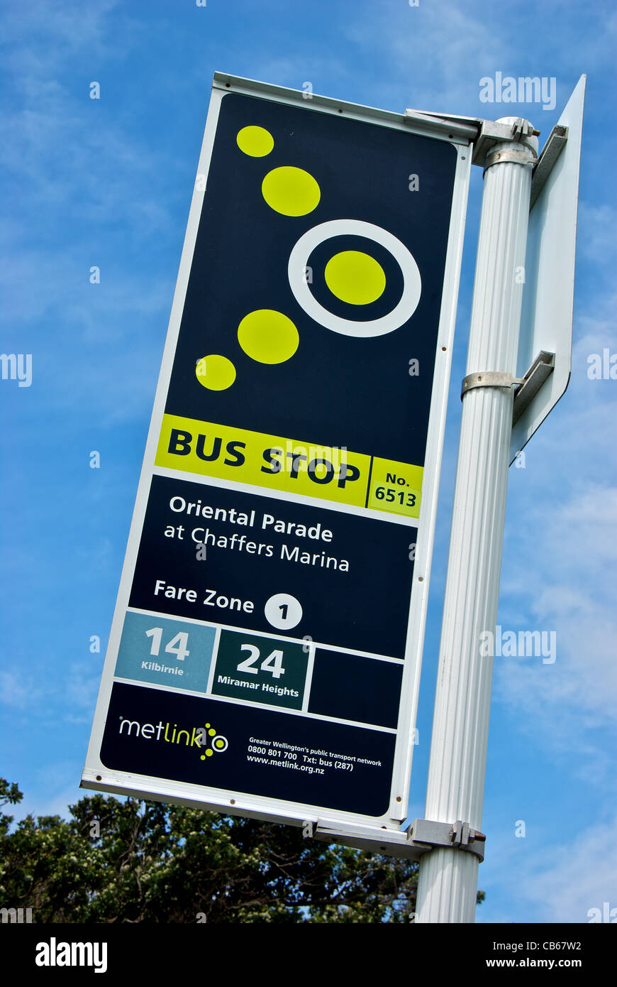Metlink public transit commuter bus stop sign Wellington New Zealand Stock Photo Alamy