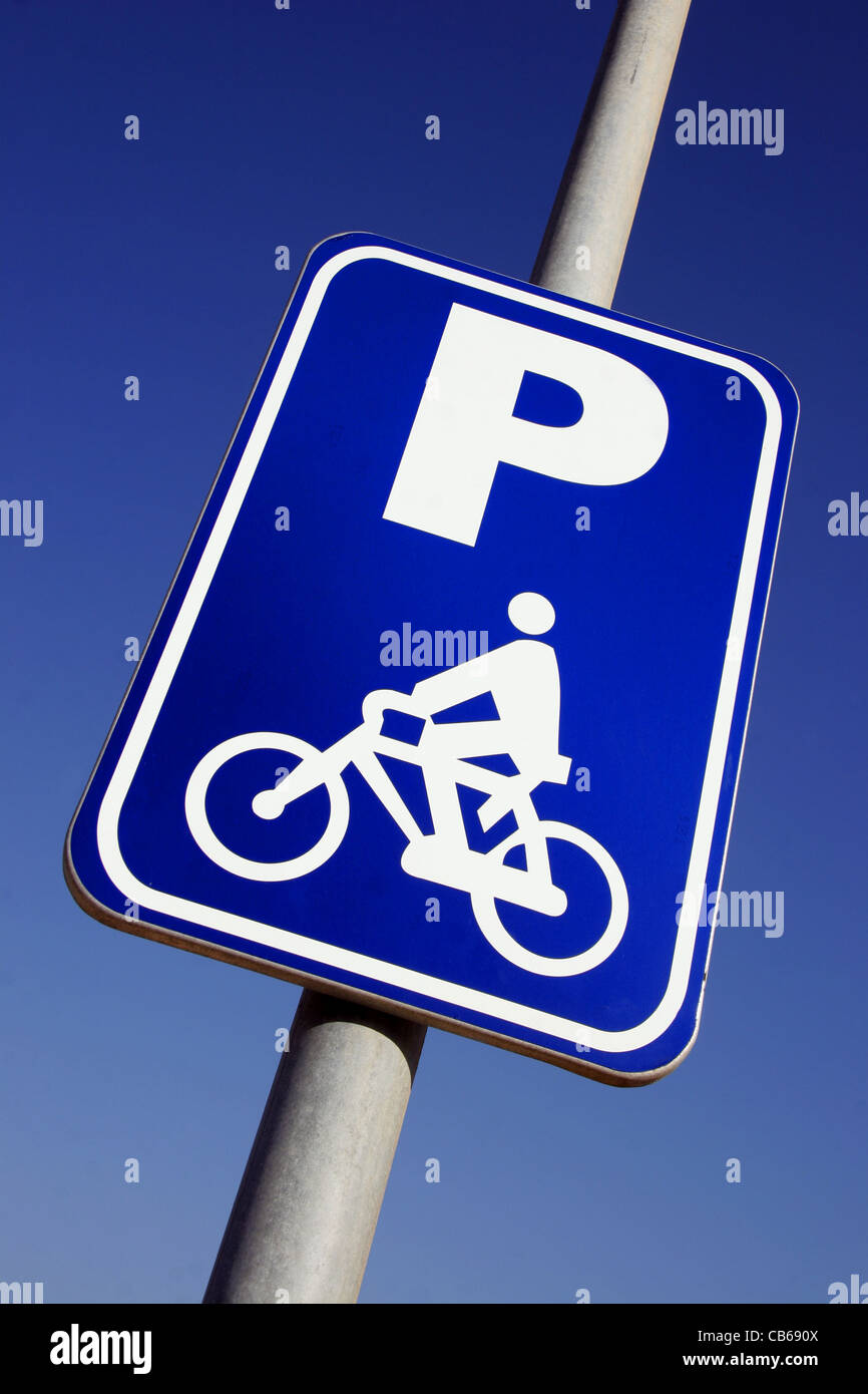 Bike parking sign in Spain Stock Photo