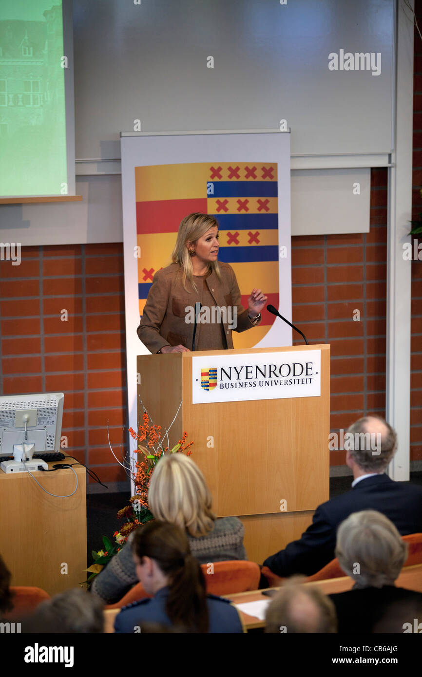 The Netherlands, Breukelen, Nyenrode Business University, Conference on Sustainability in the Financial Sector. Queen Maxima. Stock Photo