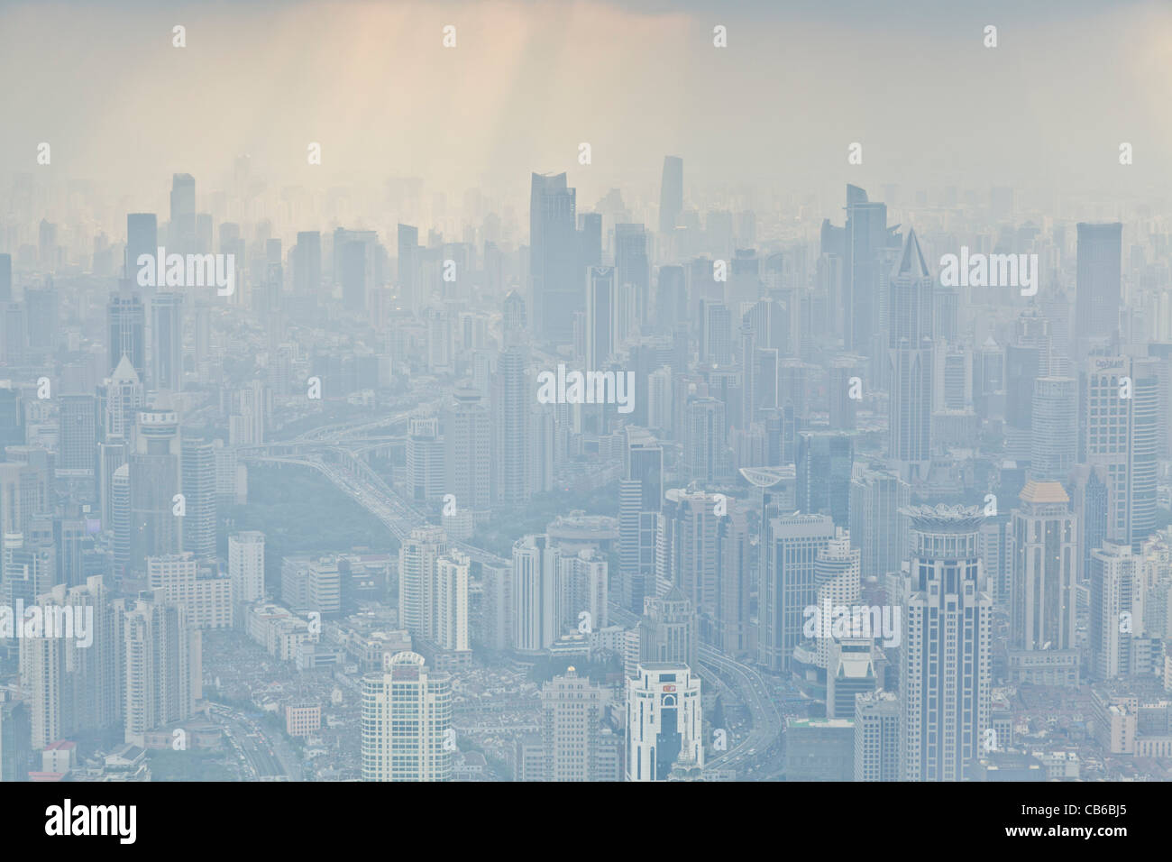Shanghai city skyline aerial hi-res stock photography and images - Alamy