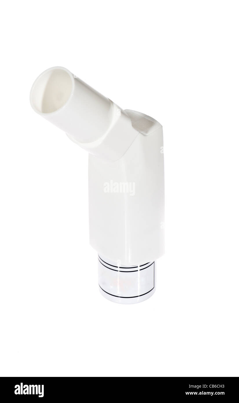 Asthma inhaler, photo on the white background Stock Photo
