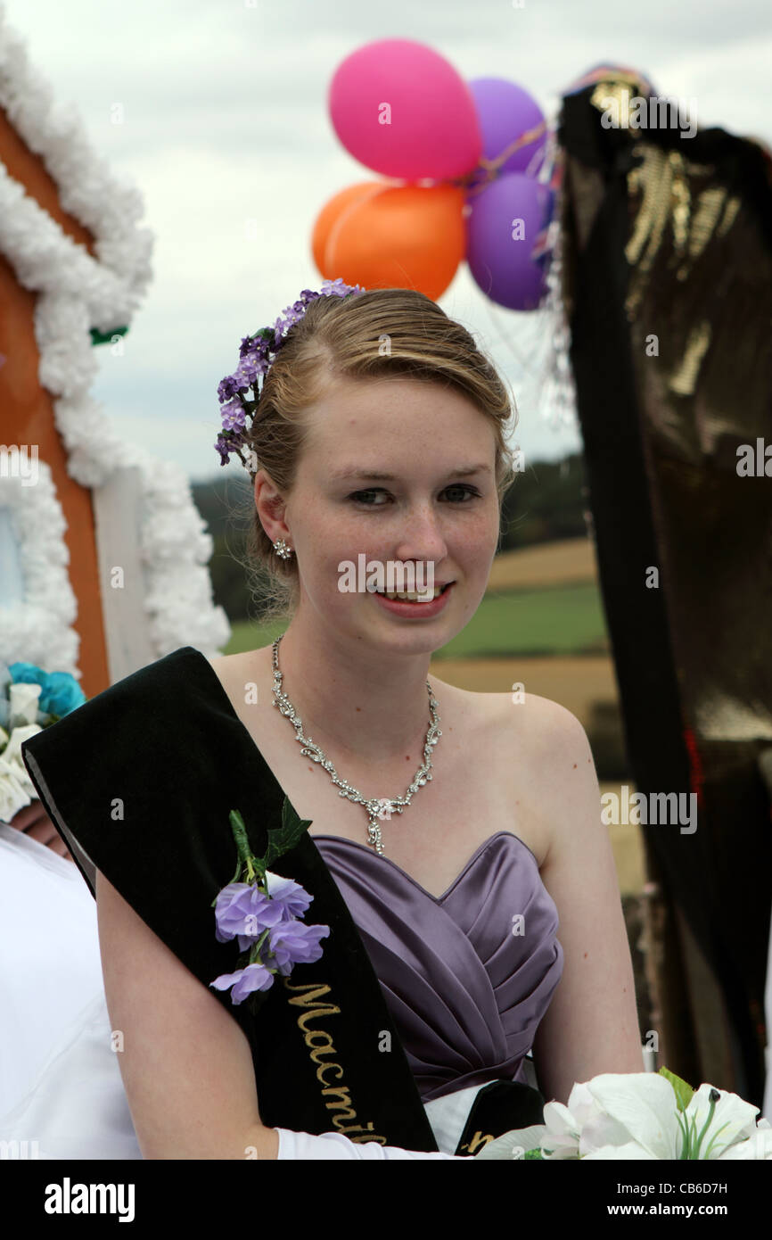 Carnival Queen riding on a float during Barlow Carnival parade in