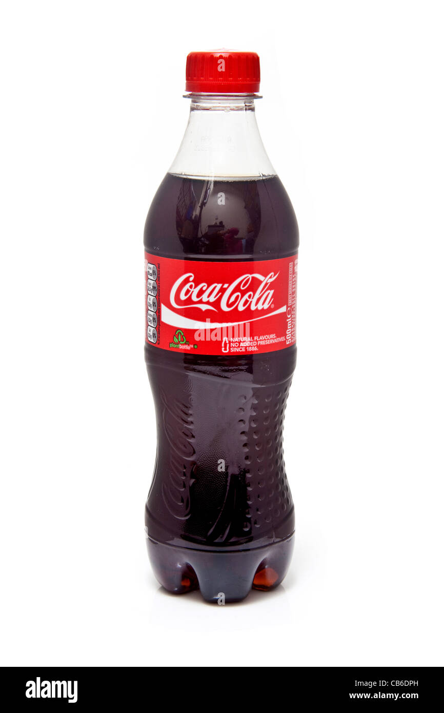 Bottle of Coca-cola isolated on a white studio background. Stock Photo