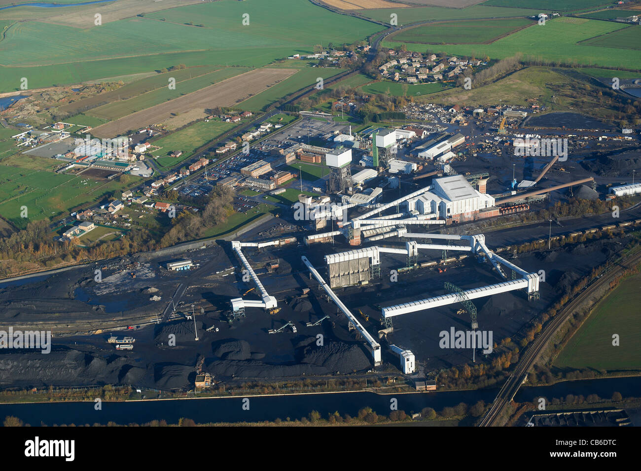 Kellingley Colliery from the air, nr Knottingley, West Yorkshire, Northern England Stock Photo