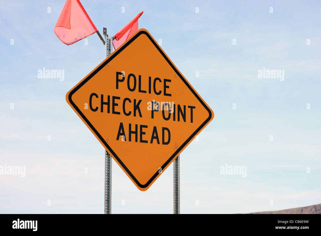 Police check point ahead traffic sign in Arizona USA Stock Photo Alamy