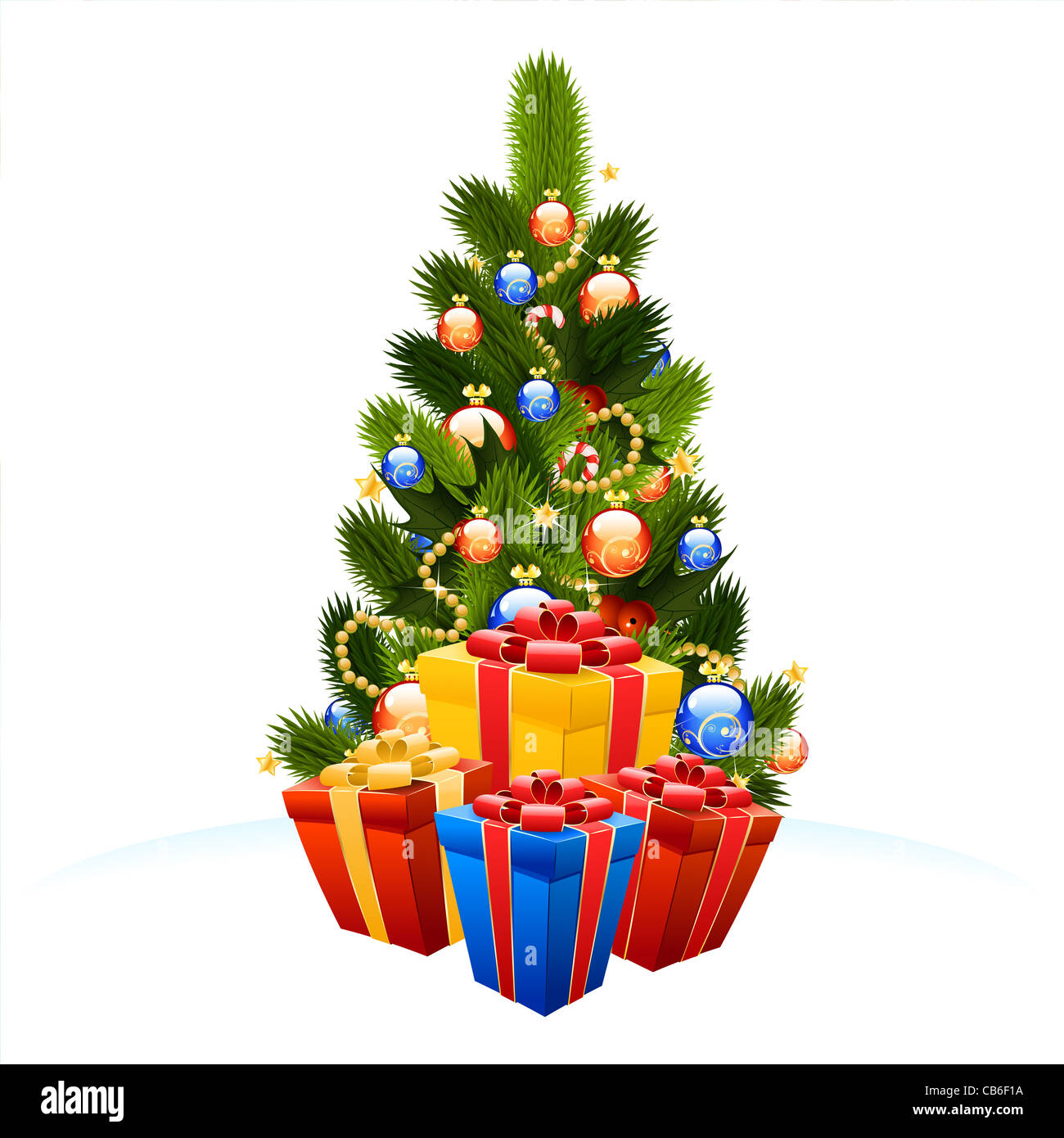 Christmas Tree with gift boxes isolated on white background Stock Photo ...