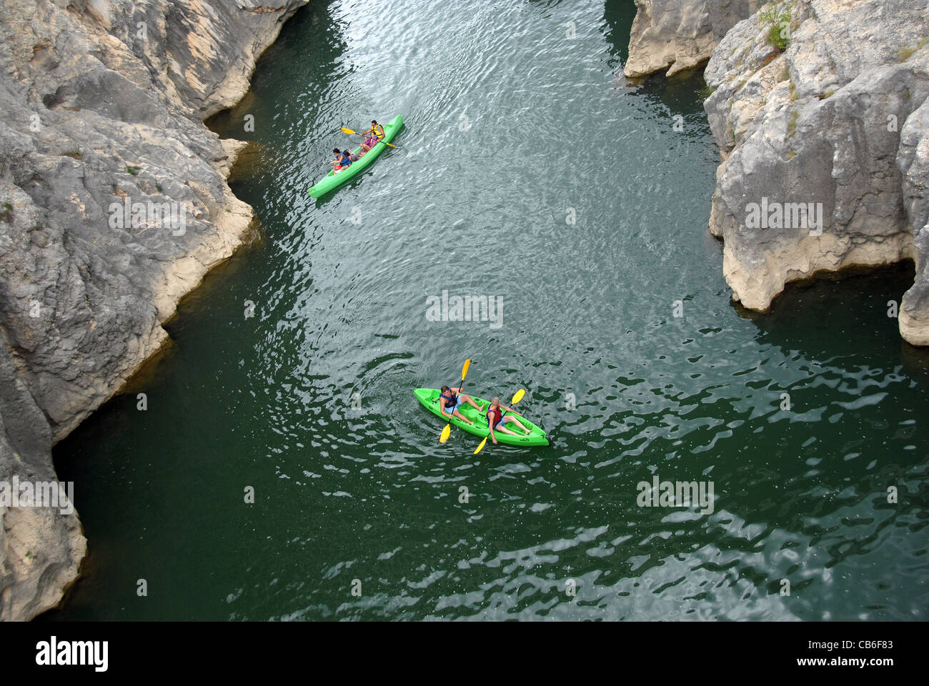 Canyon of the l'Herault, the canoeing paradise Herault river; at Pont du  Diable near St-Guilhem-le-Désert in Lqanguedoc, France Stock Photo - Alamy