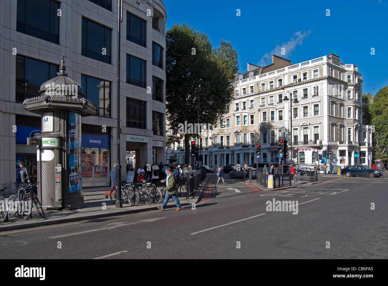 Junction of Gloucester Road and Cromwell Road, South Kensington, London, Stock Photo