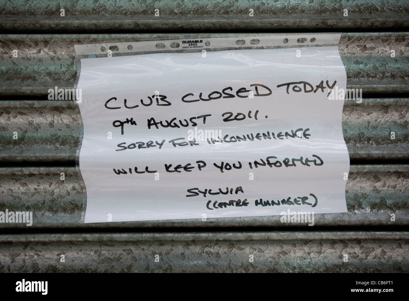 Aylesbury Estate Youth Club is closed due to the rioting , in the estates of Peckham, South London, UK. Photo:Jeff Hilbert Stock Photo