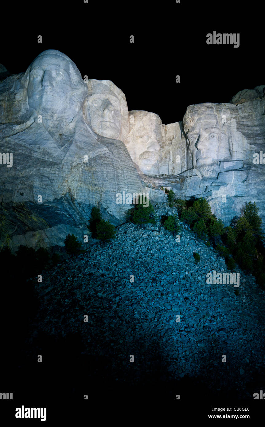 Faces At Night, Mount Rushmore National Memorial, Keystone, South Dakota Stock Photo - Alamy