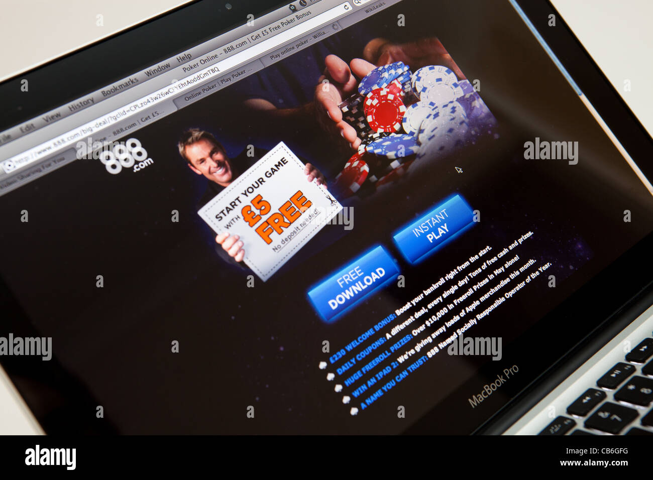 888 Betting and Poker Website Screen shot of page Stock Photo Alamy