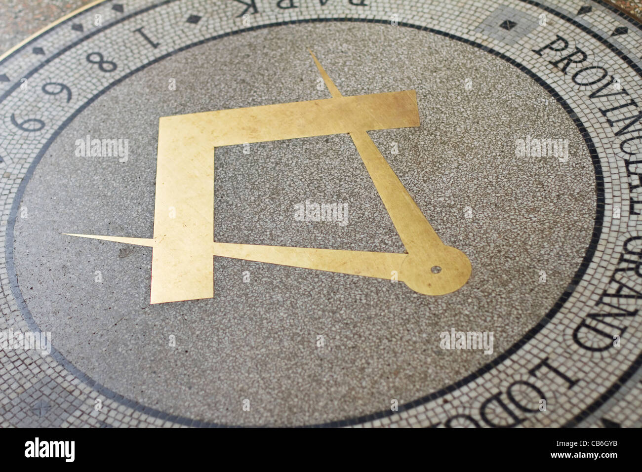 Floor-mounted masonic lodge symbol in Beamish Open-Air museum, County Durham, England Stock Photo