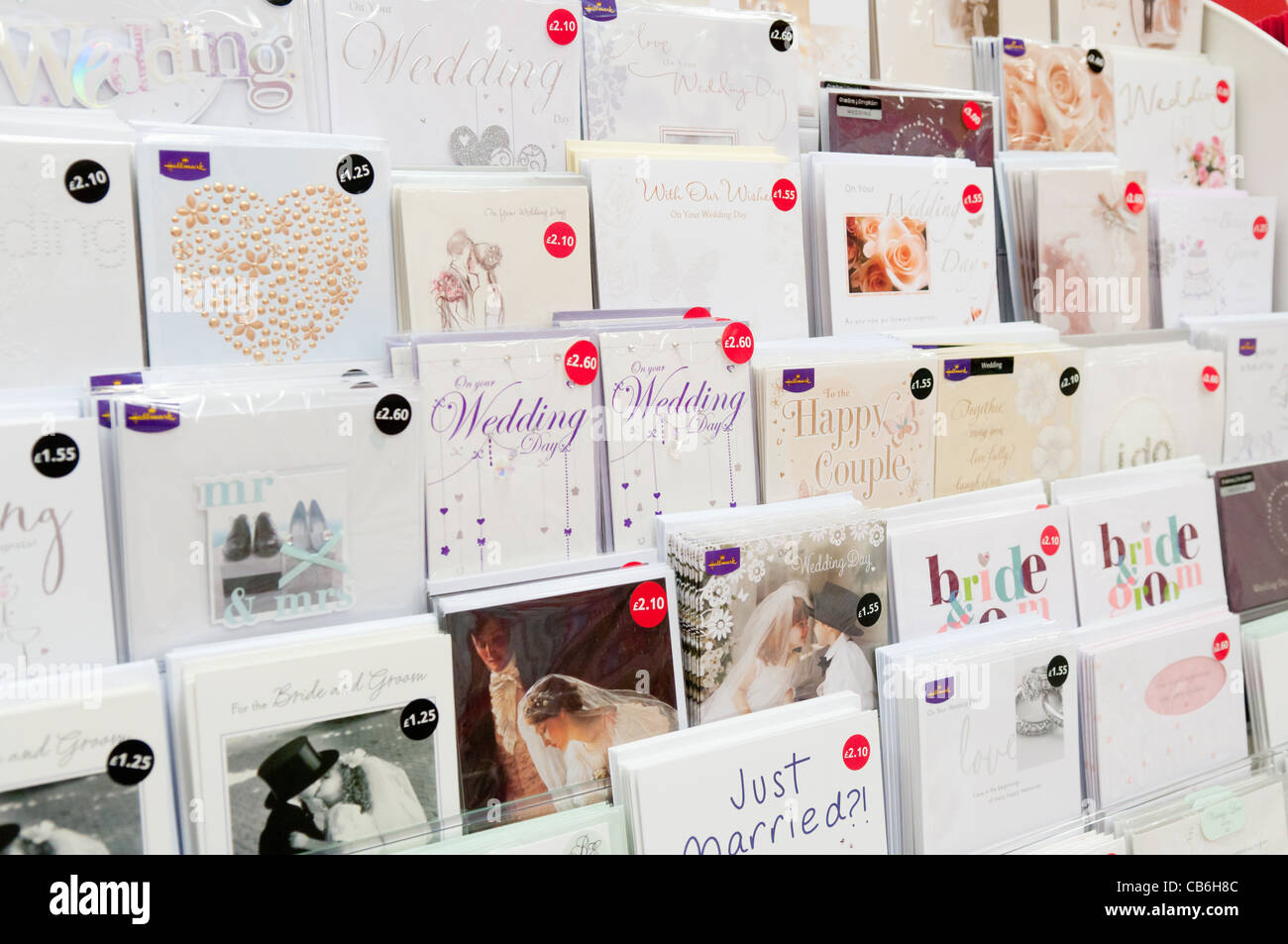 Shelves of Wedding Cards in a Tesco Store Stock Photo