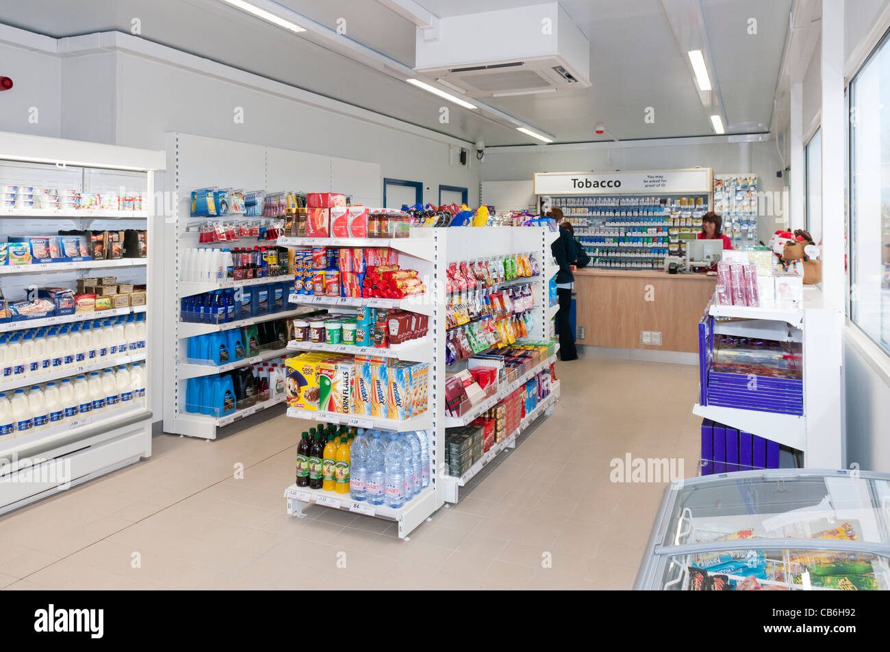 Inside a Tesco Petrol Station shop. Stock Photo