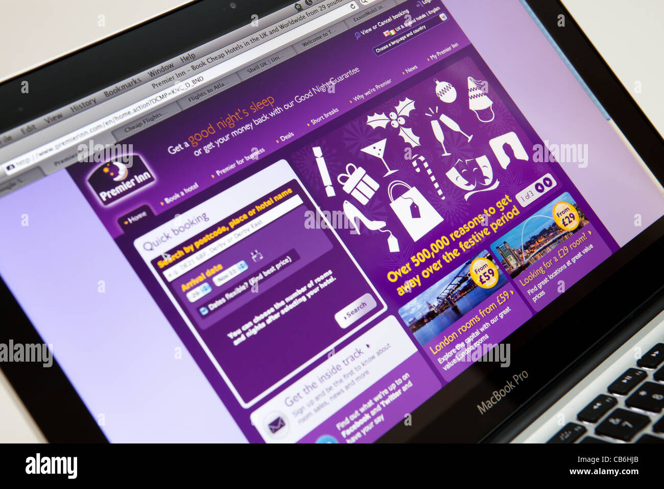 Premier Inn Website Screen shot of web page Stock Photo