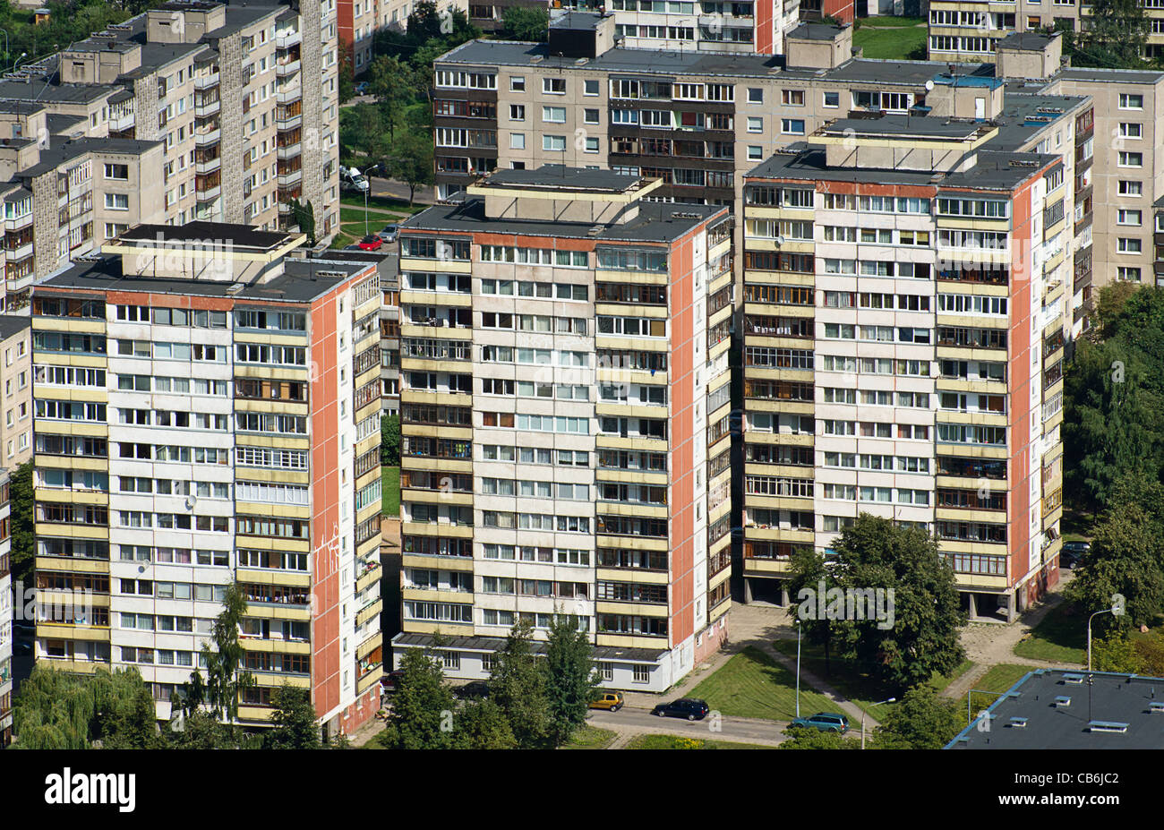 Aerial view on residential blocks of flats in Vilnius, Lithuania Stock
