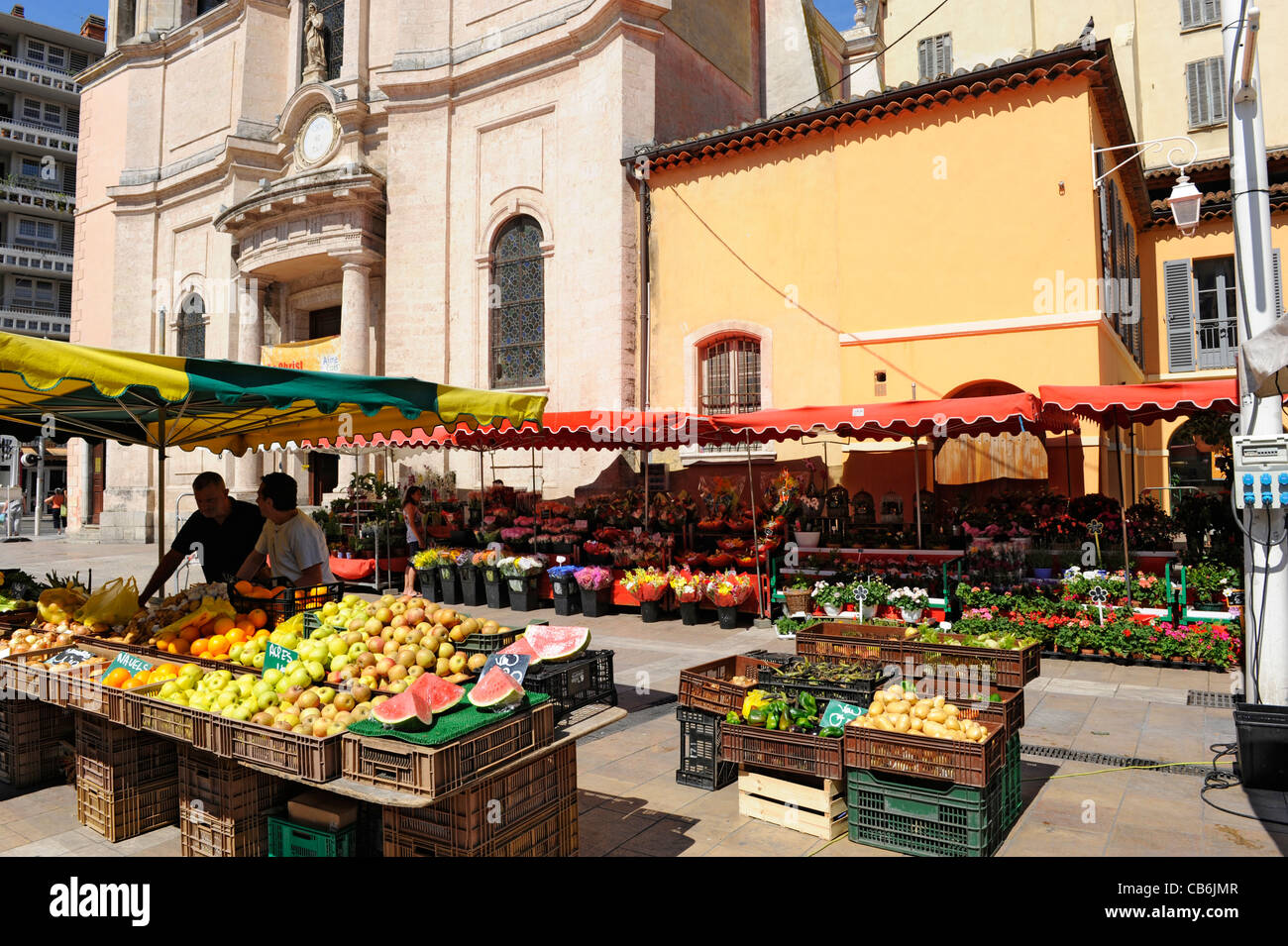 Farmers Market Display Open Air Toulon France French Riviera Mediterranean Europe Harbor Stock