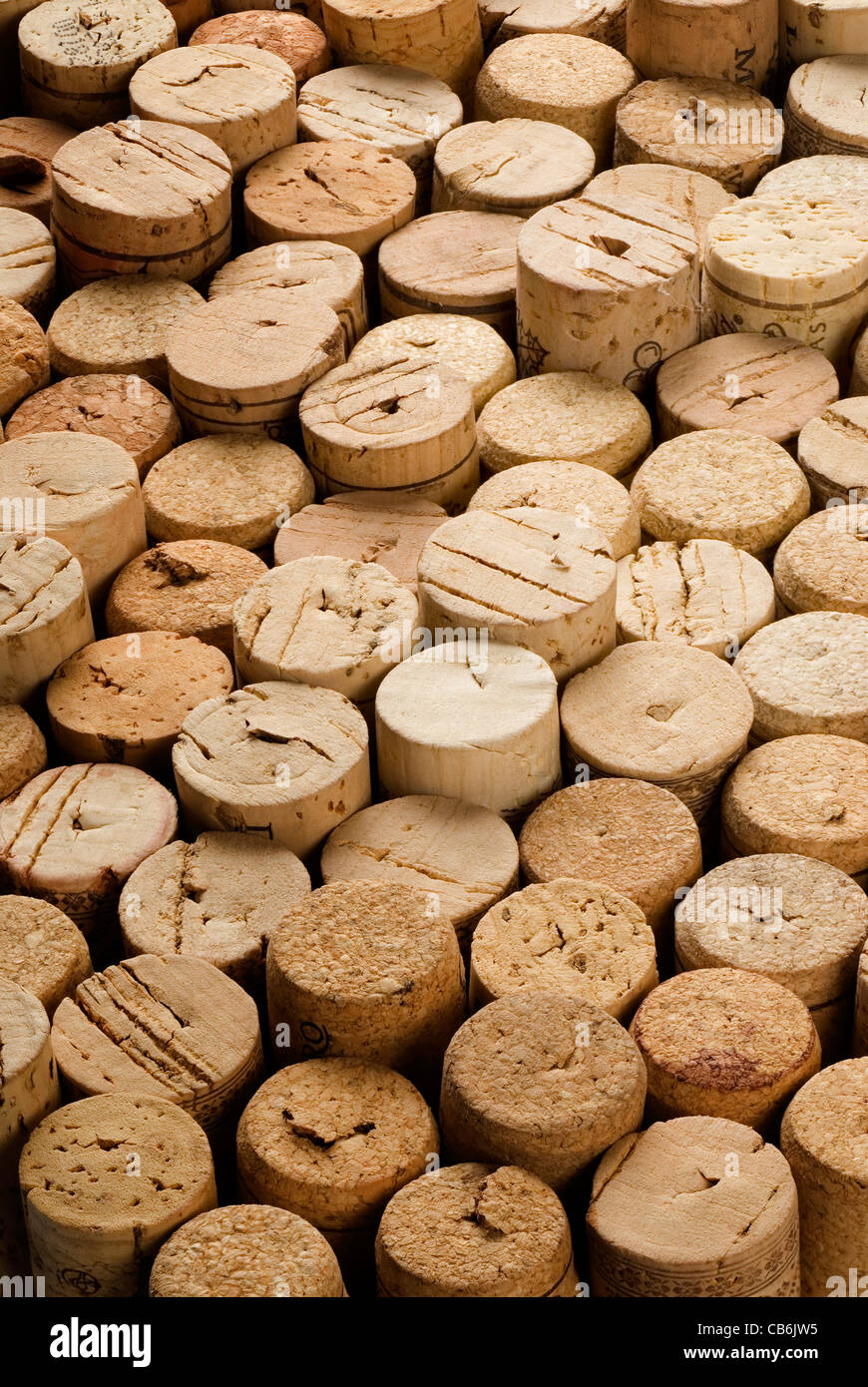 background of natural corks used Stock Photo