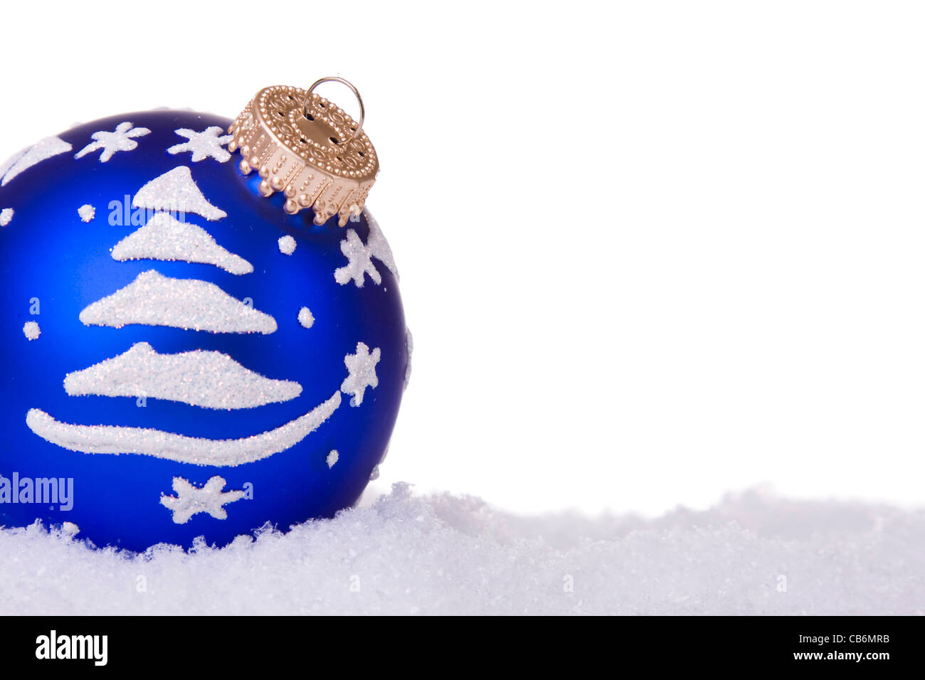 blue and white christmas ornament background (selective focus Stock