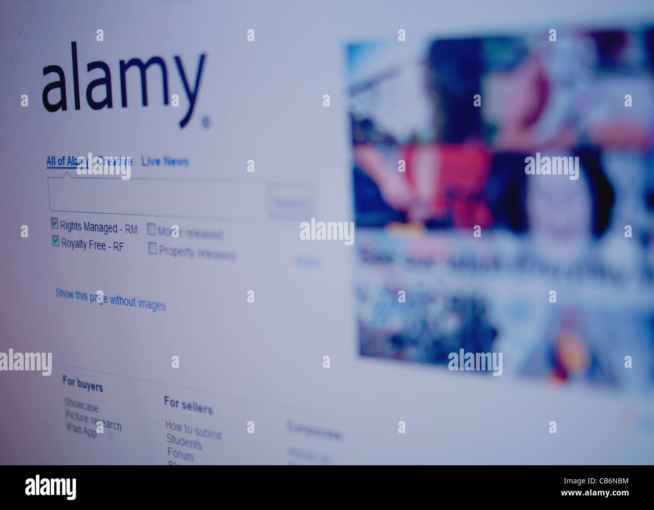 Alamy web site front page Stock Photo