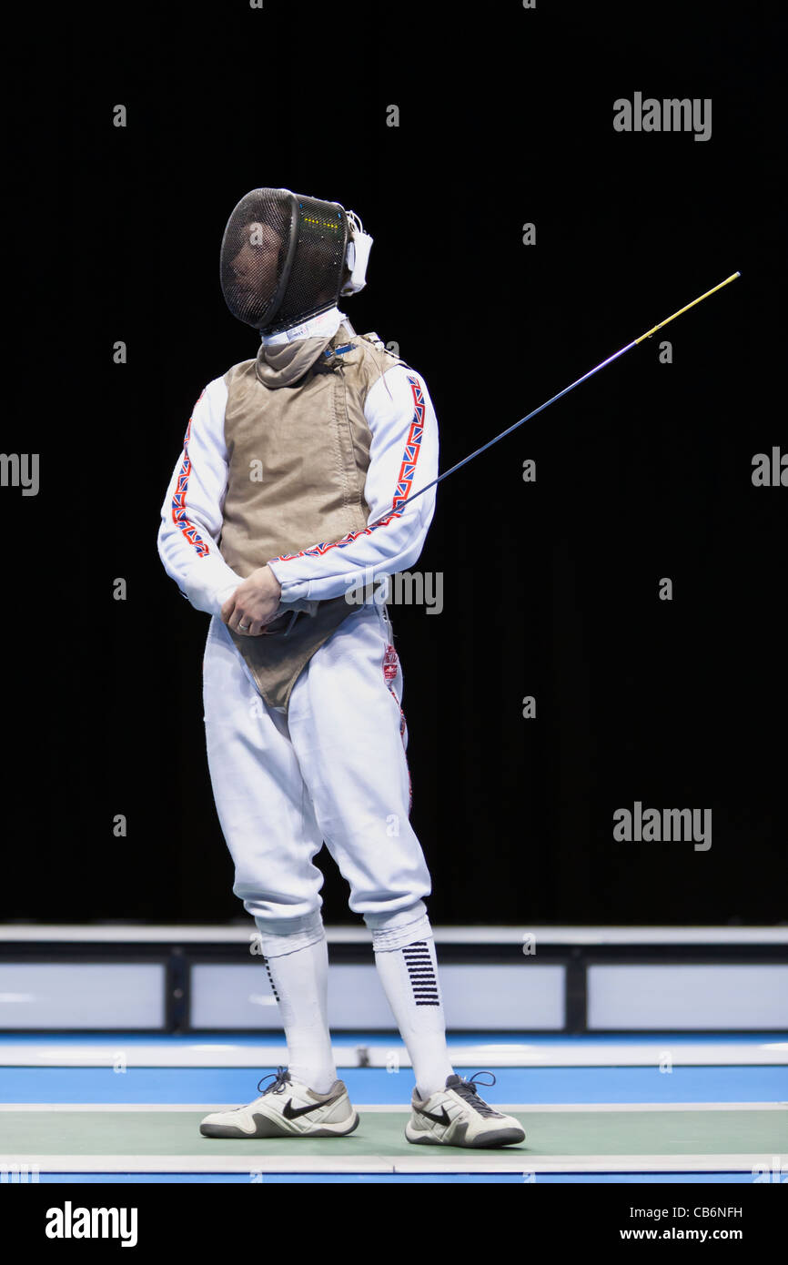 Final of the team foil fencing at the Olympic test event, London's ExCeL arena. Won by Team GB