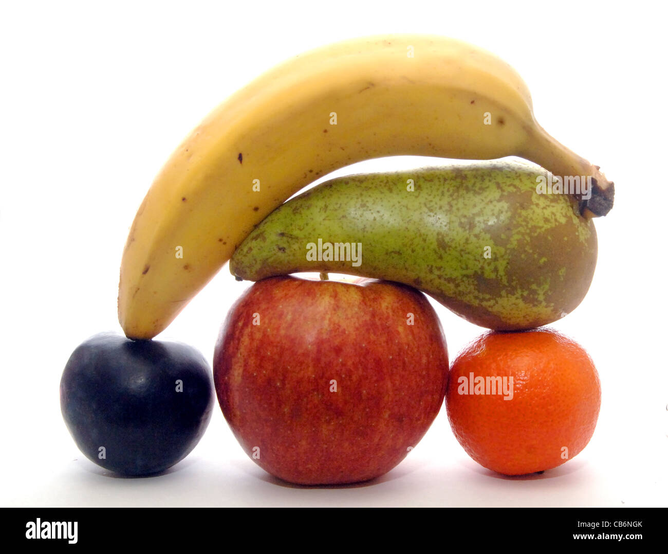 Five pieces of fruit. Stock Photo
