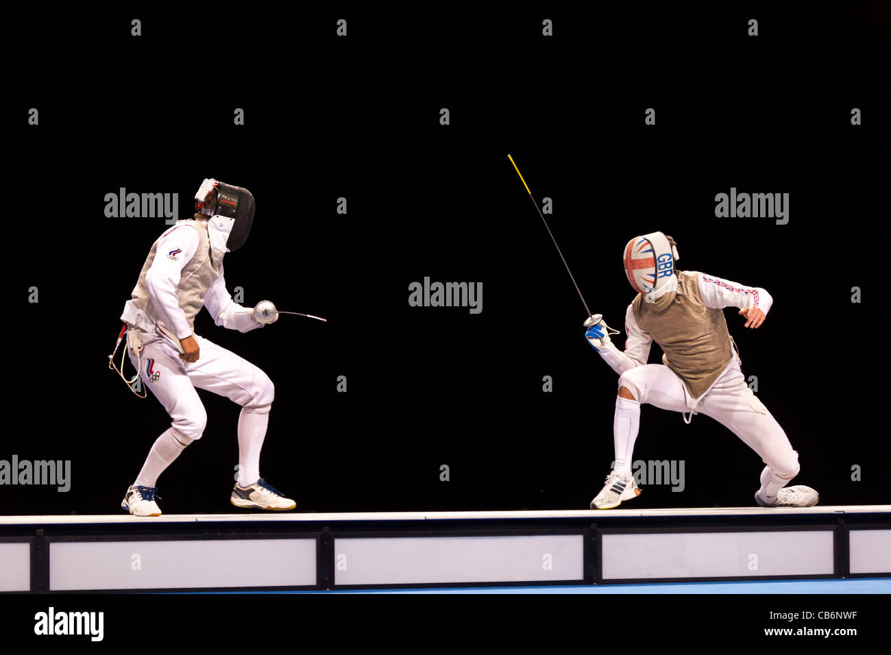 Final of the team foil fencing at the Olympic test event, London's