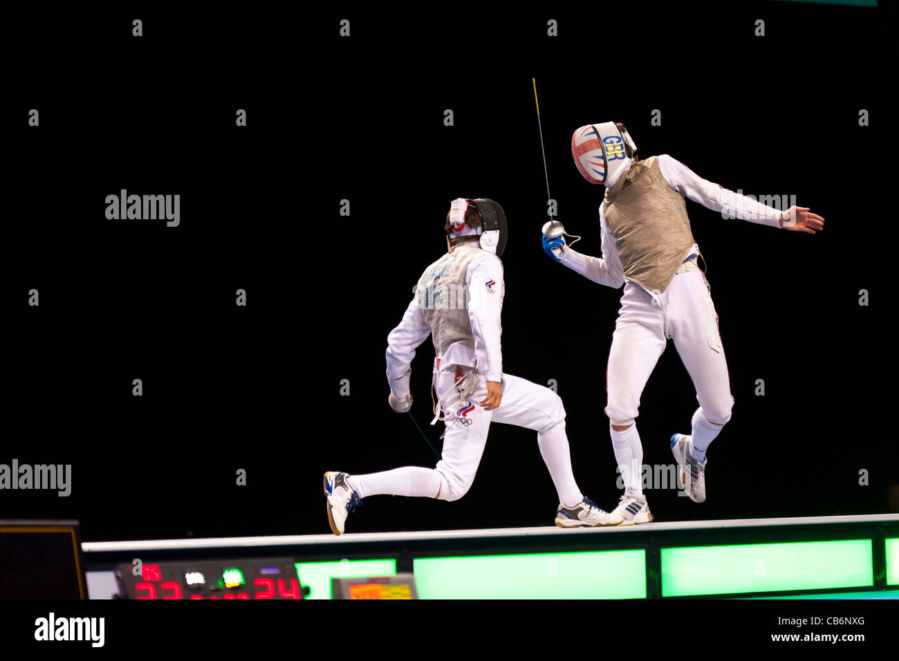 Final of the team foil fencing at the Olympic test event, London's