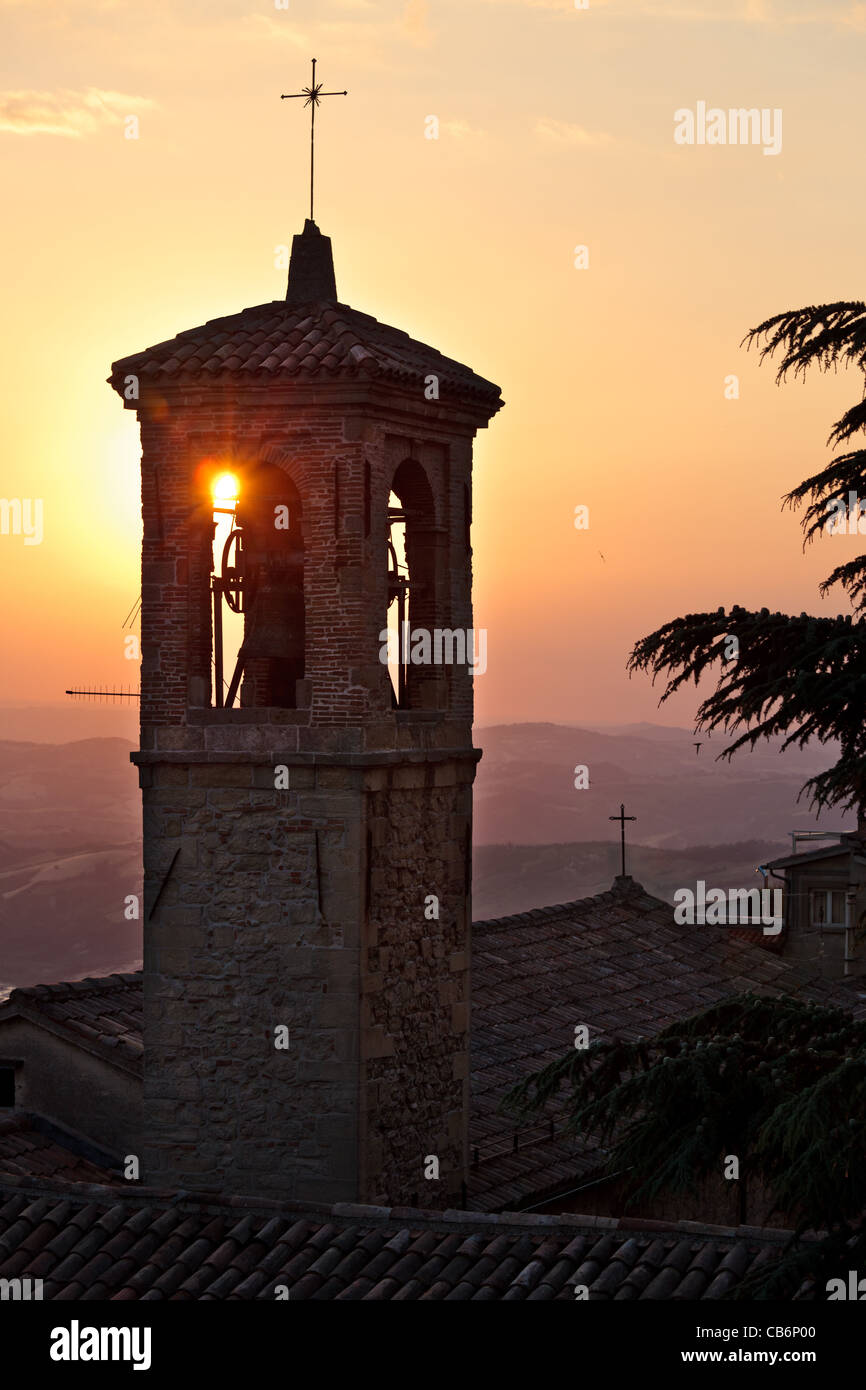 Saint Francis church in the republic of San Marino at sunset Stock Photo