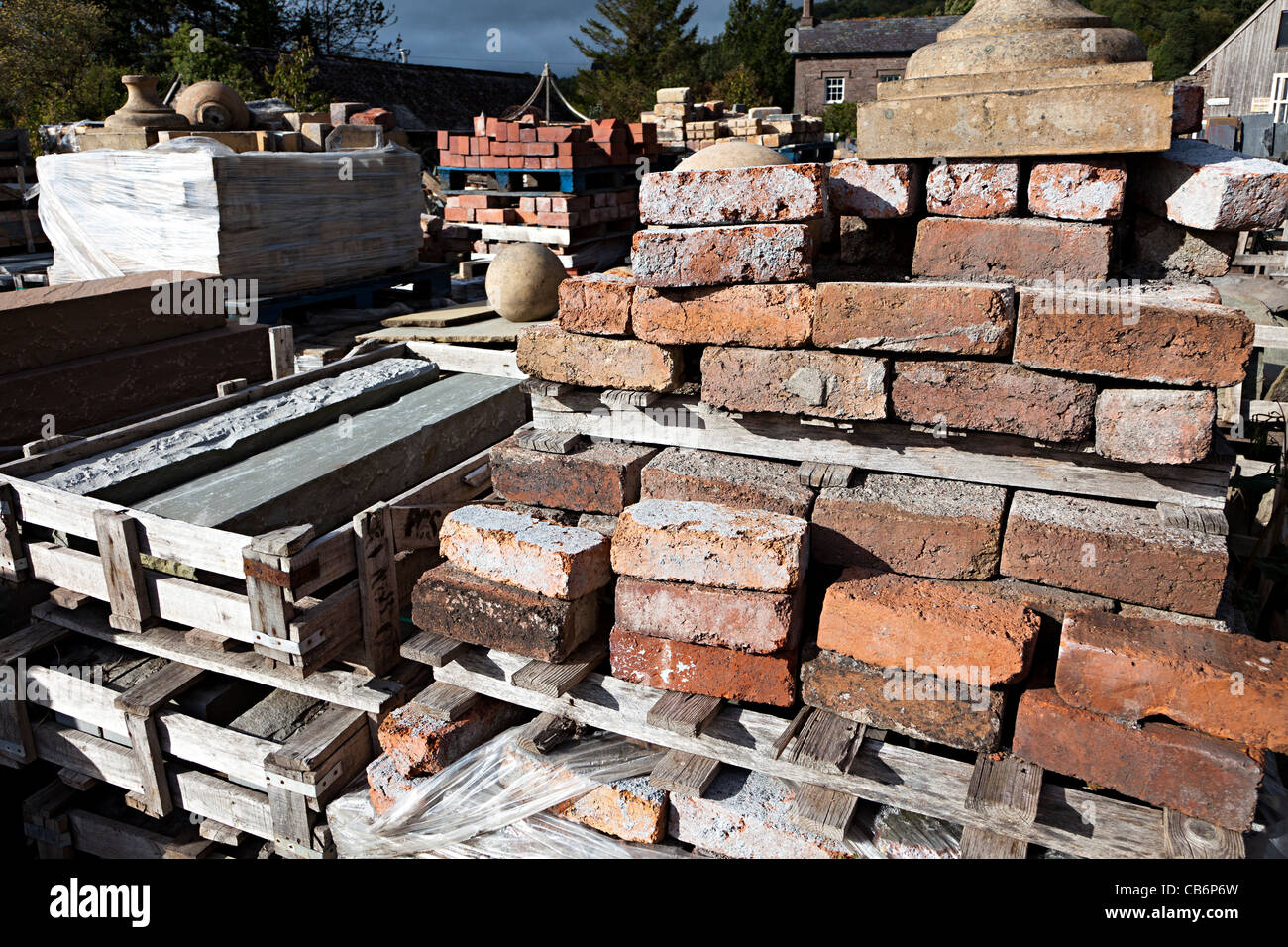 Old bricks in architectural salvage yard Wales UK Stock Photo Alamy