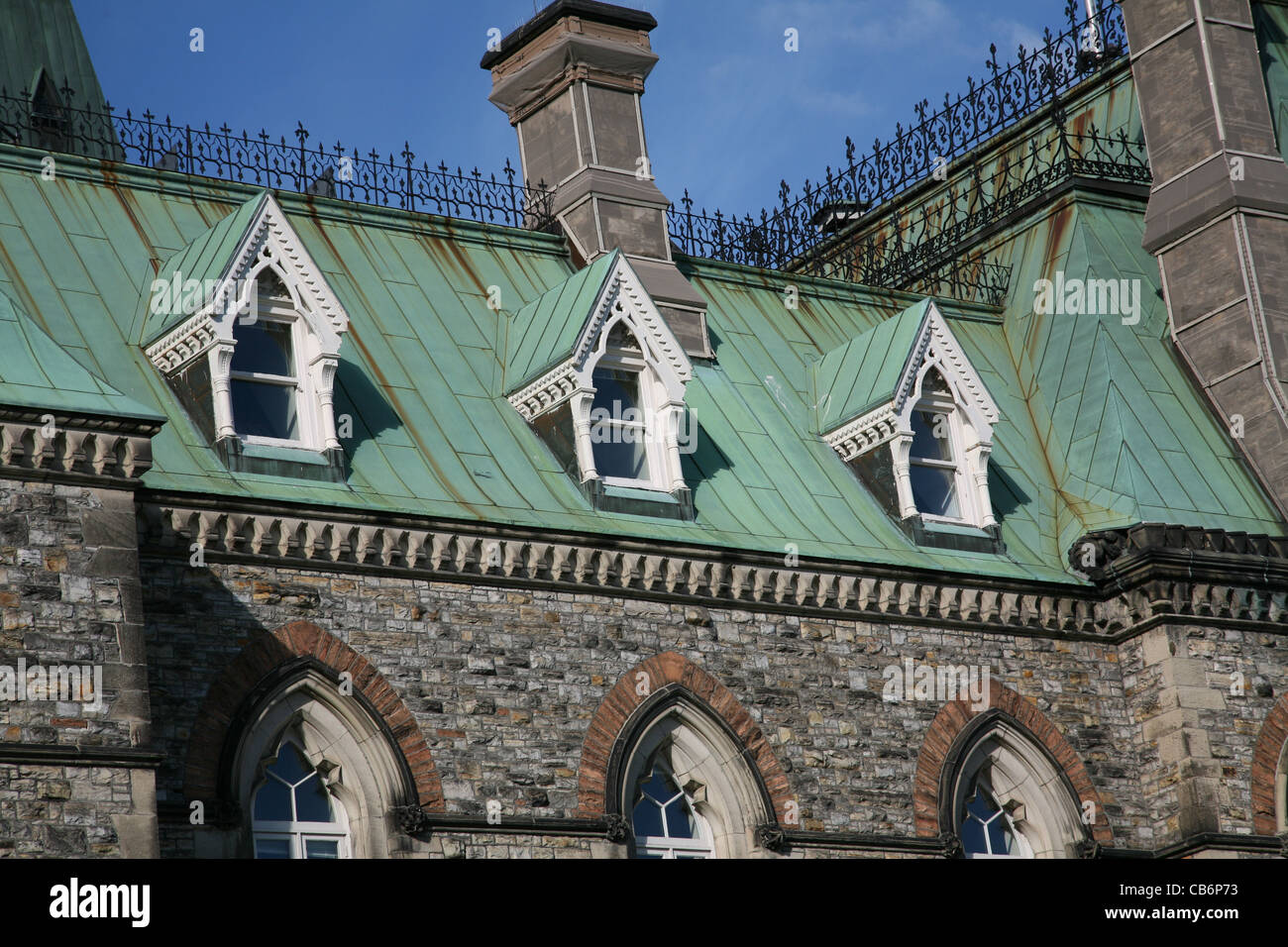 Dormer windows of Canadian Parliament Building West Block Stock Photo