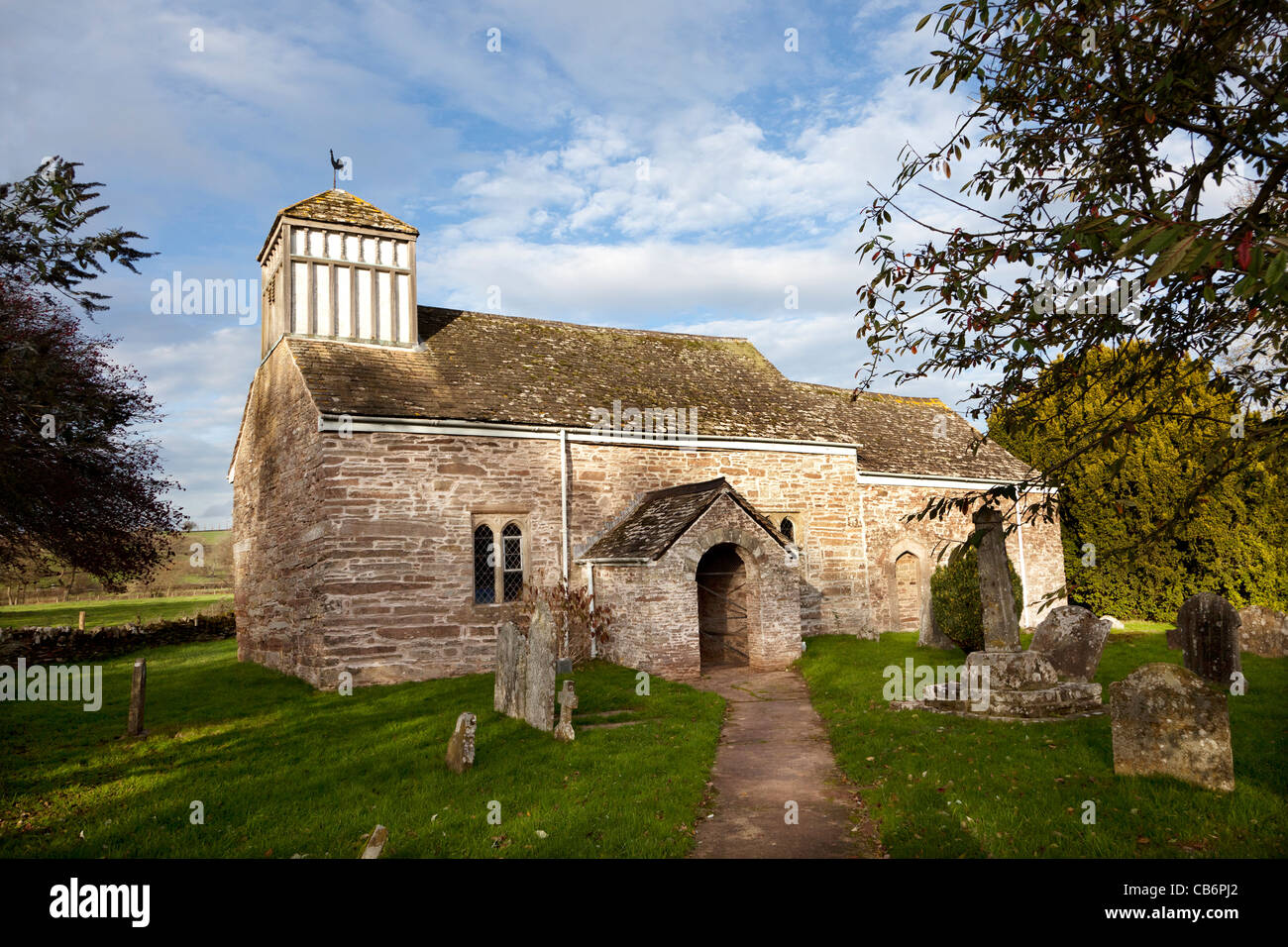 St James 14th century church with wooden tower Llangua Hereford UK Stock Photo