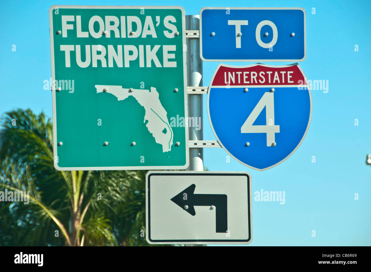 Orlando, Florida, Florida Turnpike Interstate 4 signs Stock Photo