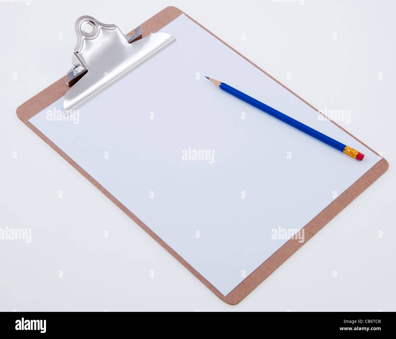 Paper Click Board Blank Paper on Clipboard and Pencil Stock Photo - Alamy