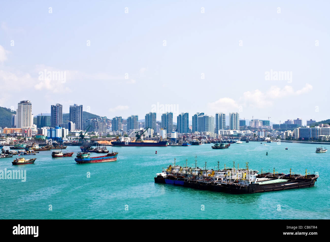 A whole view of the Phoenix Island Harbor of Sanya city, China Stock Photo