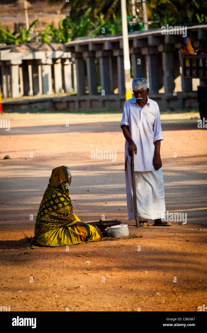 hampi local market talk friends beg ruins Stock Photo