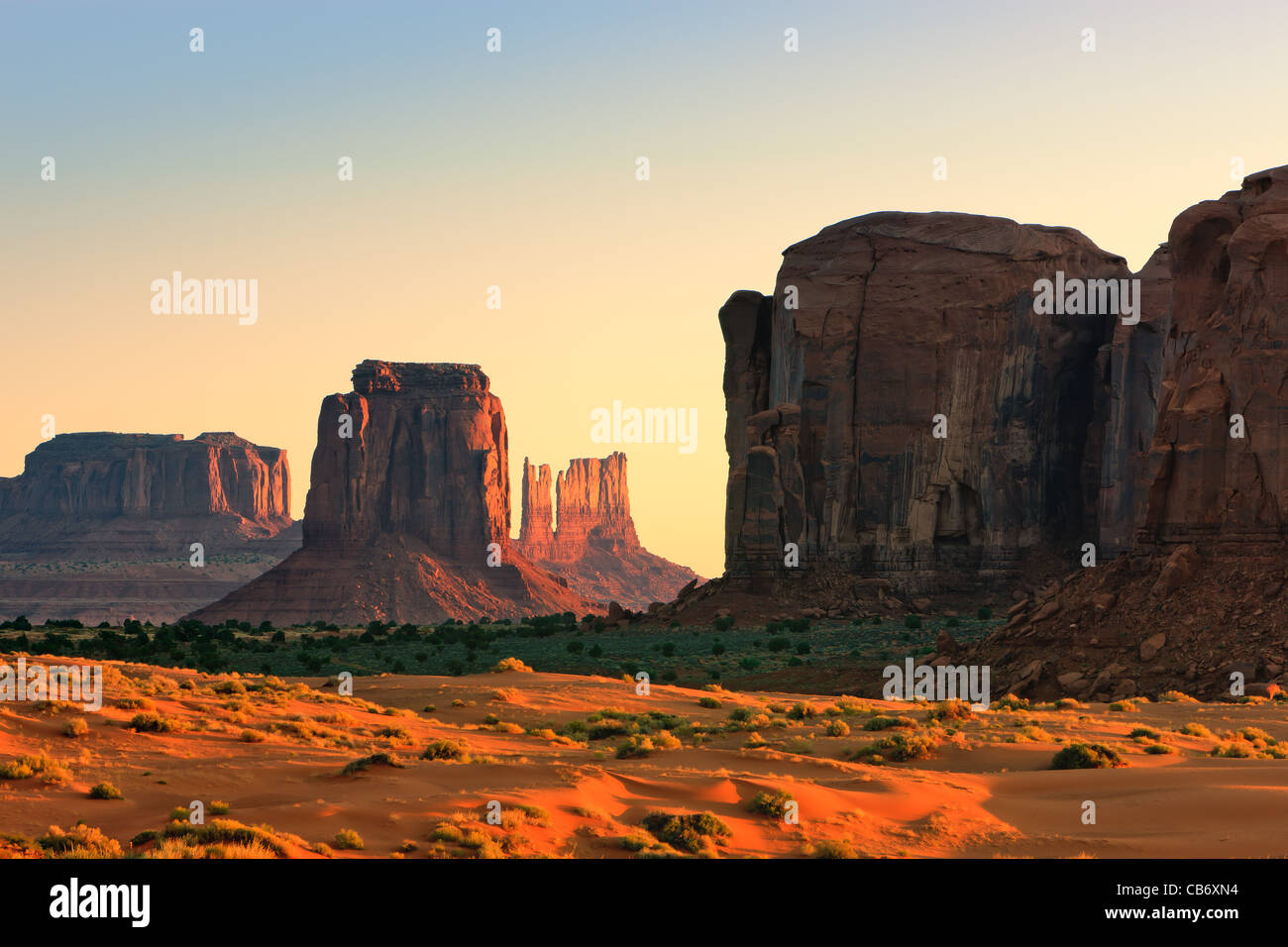 Early morning light at Monument Valley, Utah - Arizona Stock Photo