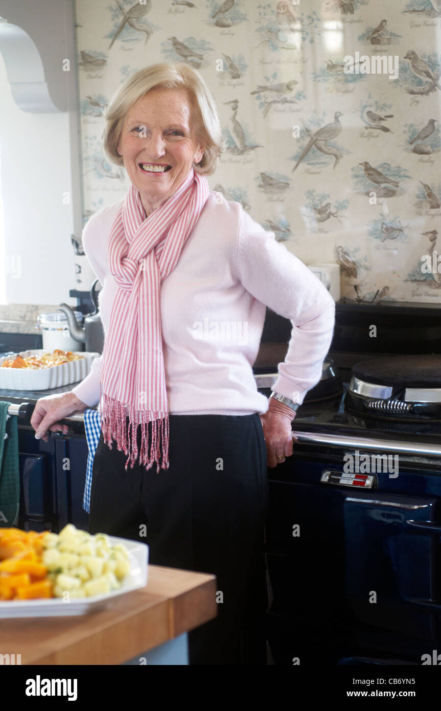 Mary Berry in her Kitchen Stock Photo