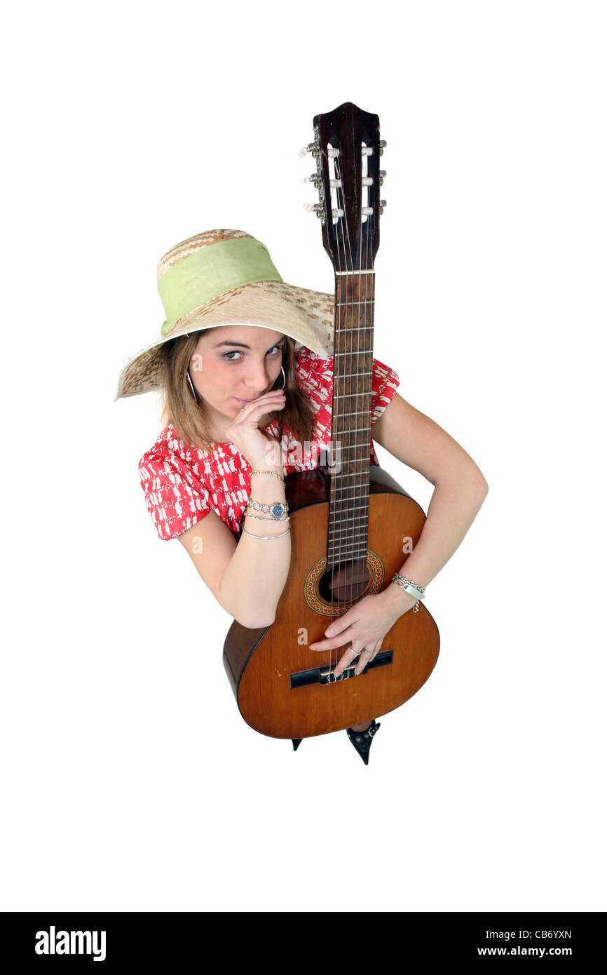 Young woman with a guitar Stock Photo - Alamy