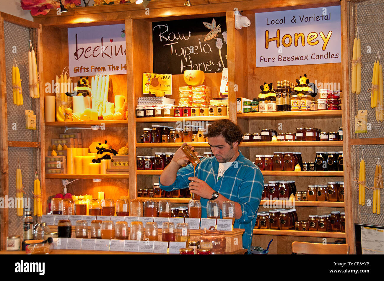Honey shop store Beeswax Candle Candles Ferry Building Pier 1 San Francisco States California United States Stock Photo