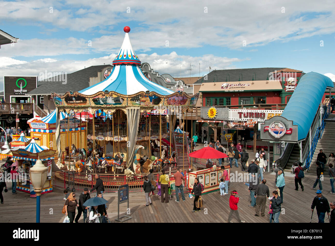 Pier 39 shopping center popular tourist attraction San Francisco California.USA American United