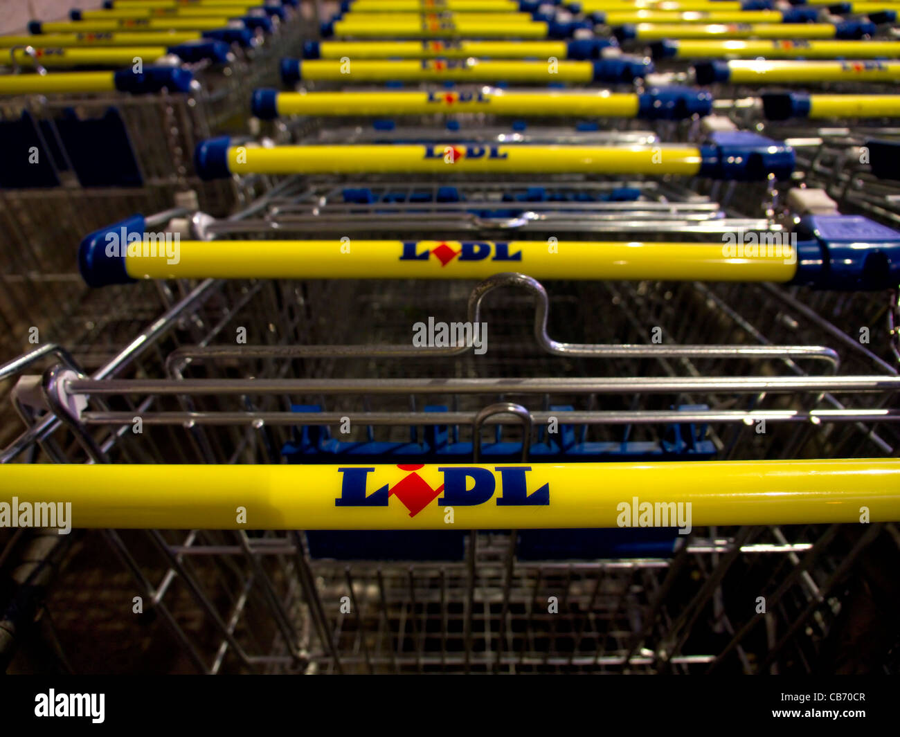 Lidl supermarket trolleys Stock Photo