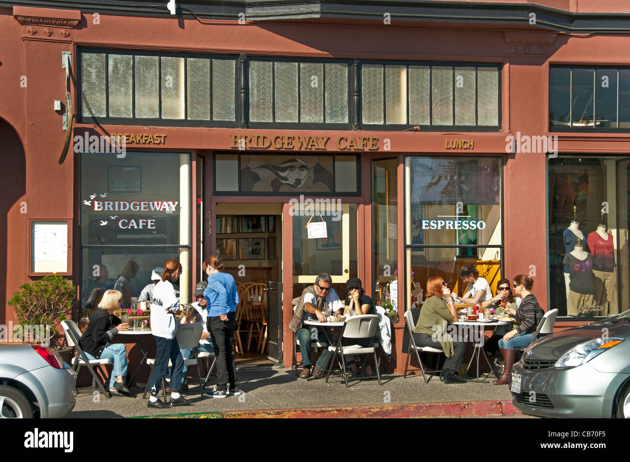 Bridgeway Cafe Bar restaurant  Sausalito San Fransisco California United States of America American USA Stock Photo