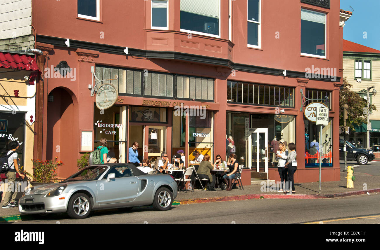 Bridgeway Cafe Bar restaurant  Sausalito San Francisco California United States of America American USA Stock Photo